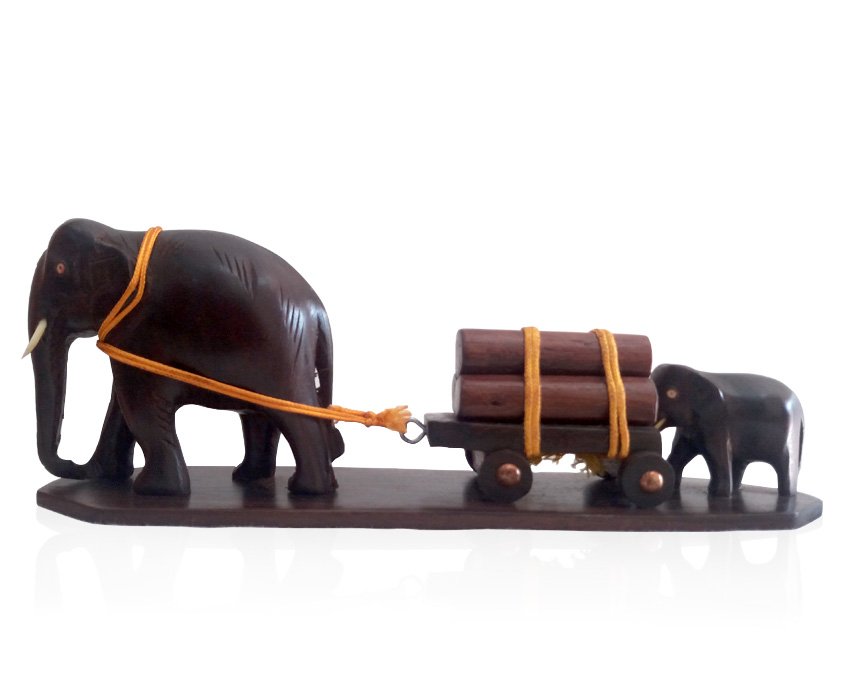 Rosewood crafted Miniature of Traditional Elephant Cart for Deor & Gifting thumbnail 1